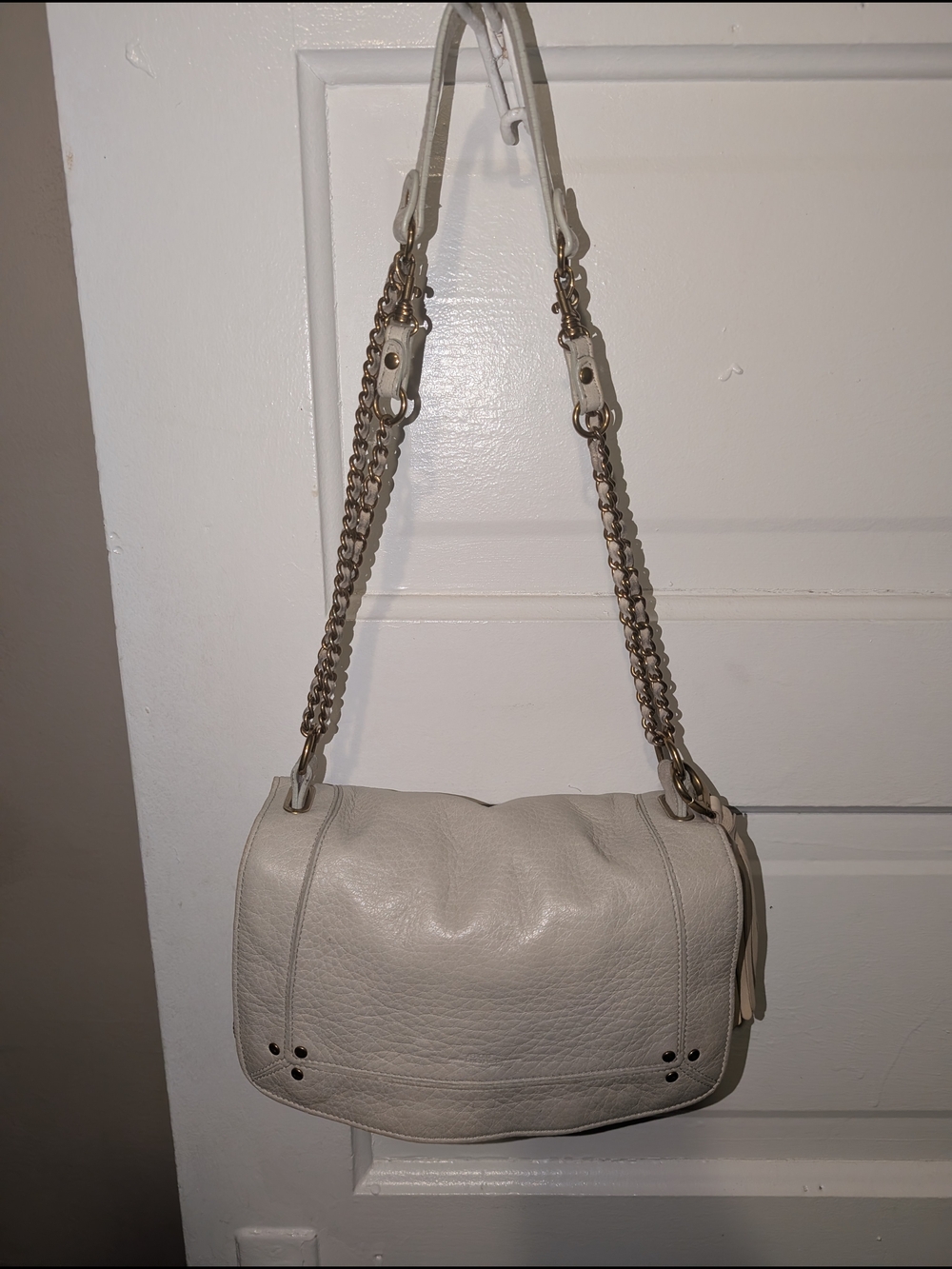 Jerome Dreyfuss Bobi Leather Shoulder Bag Cream Off-White Ecru